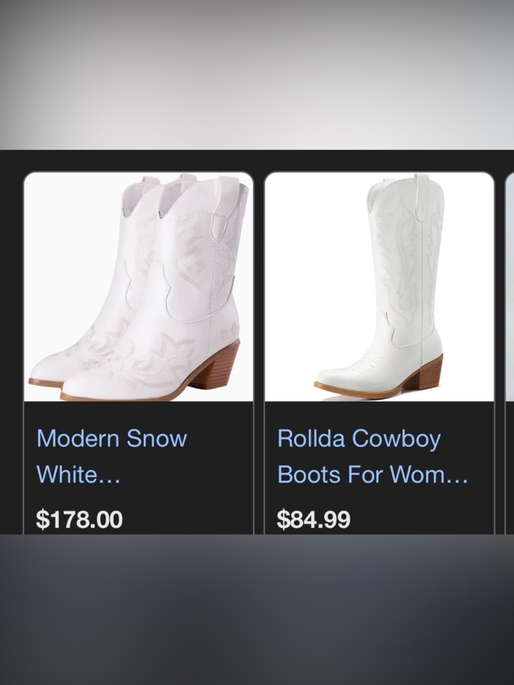 ROLLDA white mid calf western cowboy boots for women’s size 11 - Picture 6 of 11